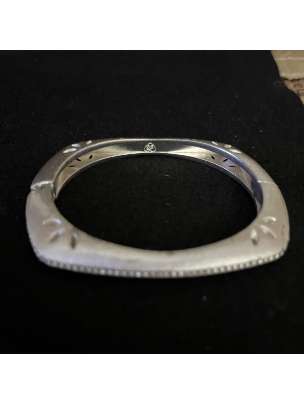 Retired Brighton Second Nature Hinged Bracelet Swarovski Crystals Silver Plated